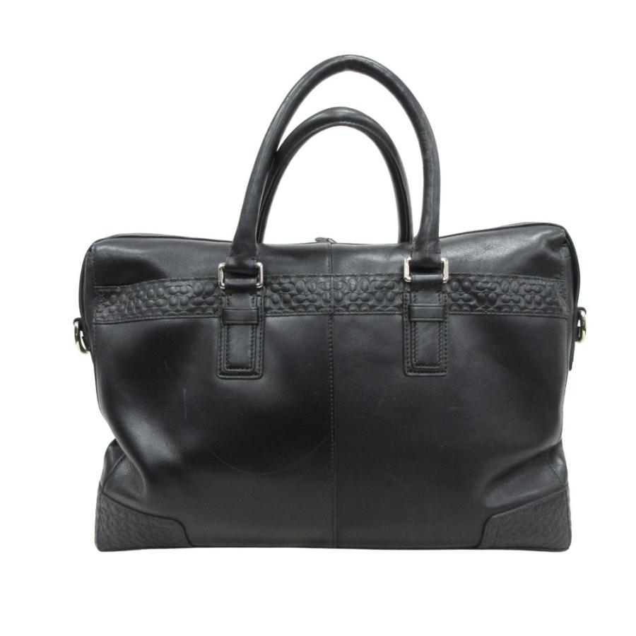美品 COACH コーチ ビジネスバッグ シグネチャー F70454 A4 黒 COACH（コーチ） 良品 シグネチャー 切替 レザー ビジネス ブリーフ