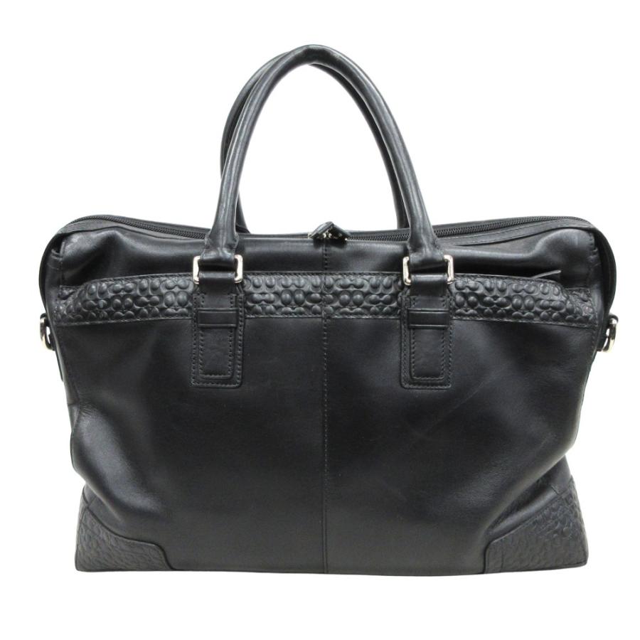 美品 COACH コーチ ビジネスバッグ レザー 黒 COACH（コーチ） 良品 シグネチャー 切替 レザー ビジネス ブリーフ