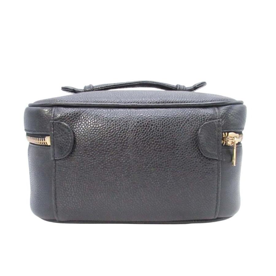 美品 vintage CHANEL シャネル キャビアスキン バニティバッグ ココマーク ステッチ 横型 化粧ポーチ 3番台 黒 ブラック A01997 レディース 古着 中古の画像