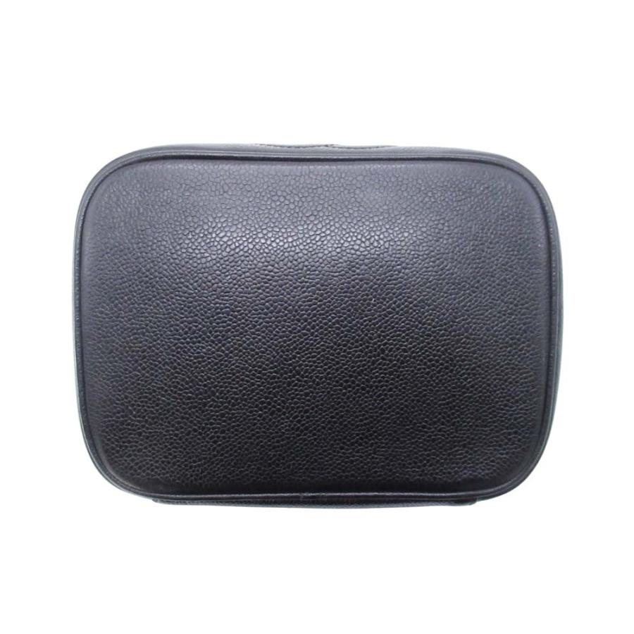 美品 vintage CHANEL シャネル キャビアスキン バニティバッグ ココマーク ステッチ 横型 化粧ポーチ 3番台 黒 ブラック A01997 レディース 古着 中古の画像