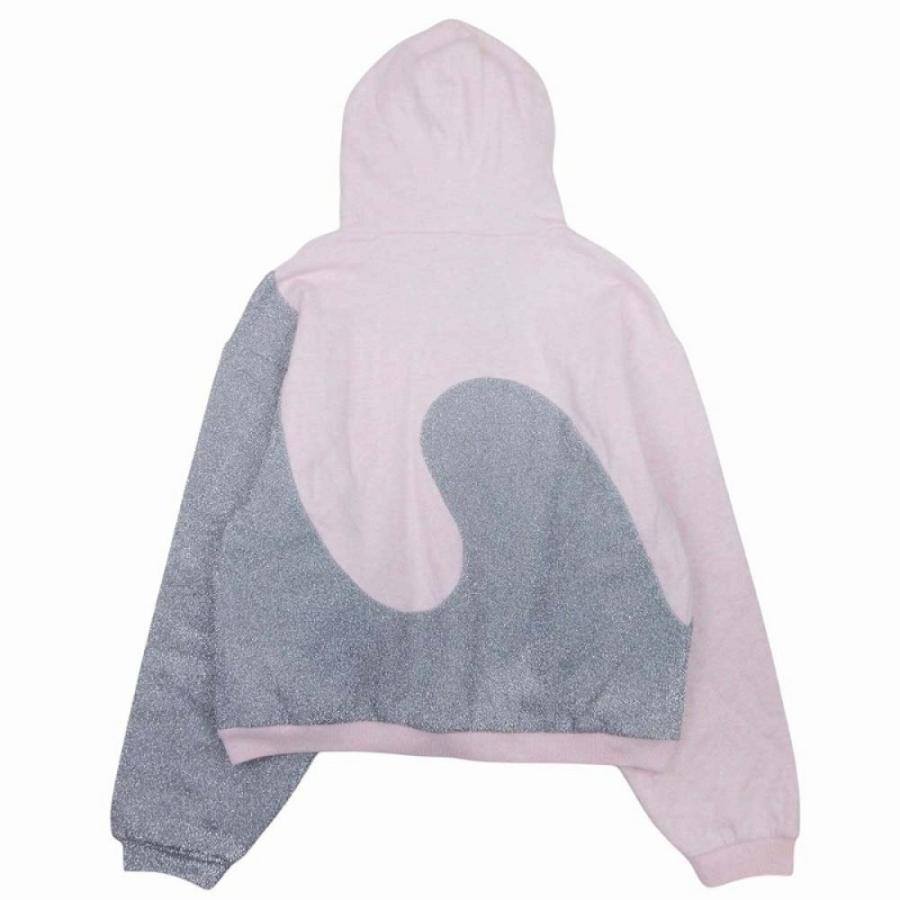 未使用 Dior x ERL ディオール イーアールエル 23ss ラメミックス スウェット パーカー フーディー L ピンク シルバー メンズ 古着 中古_1