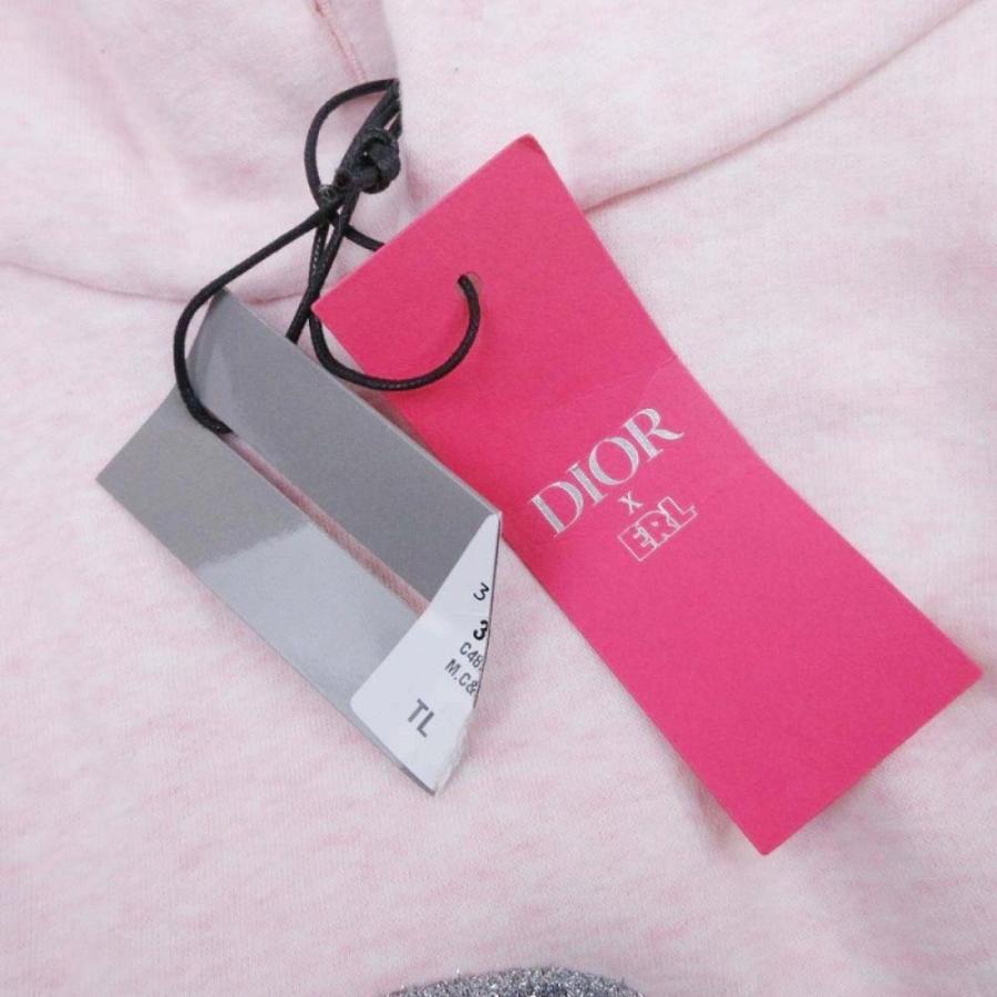 未使用 Dior x ERL ディオール イーアールエル 23ss ラメミックス スウェット パーカー フーディー L ピンク シルバー メンズ 古着 中古_6