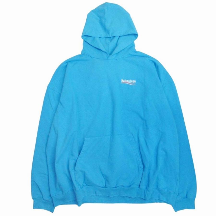未使用 BALENCIAGA バレンシアガ 23ss ポリティカルキャンペーン ロゴプリント フーディー パーカー スウェット M 青 メンズ 古着 中古 USED BALENCIAGA（バレンシアガ） 未使用 23ss ポリティカルキャンペーン
