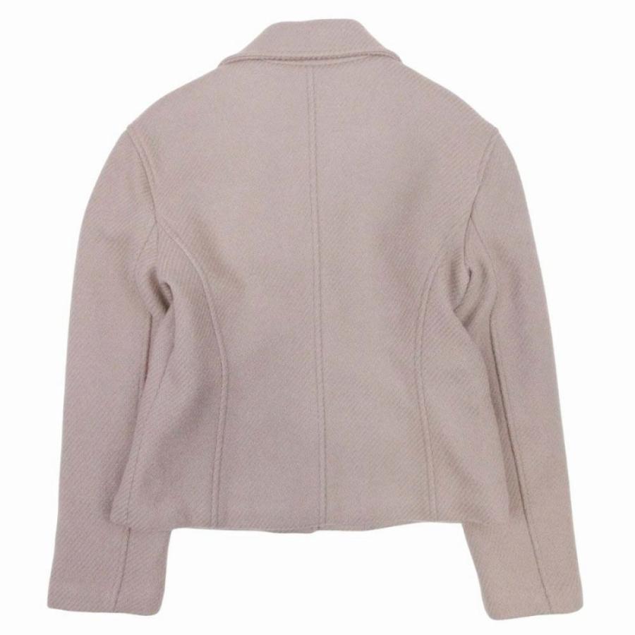 未使用 HERMES エルメス 23aw カシミヤ100％ ダブルライダース ジャケット ブルゾン コート メドール金具 38 ベージュ レディース 古着 中古の画像
