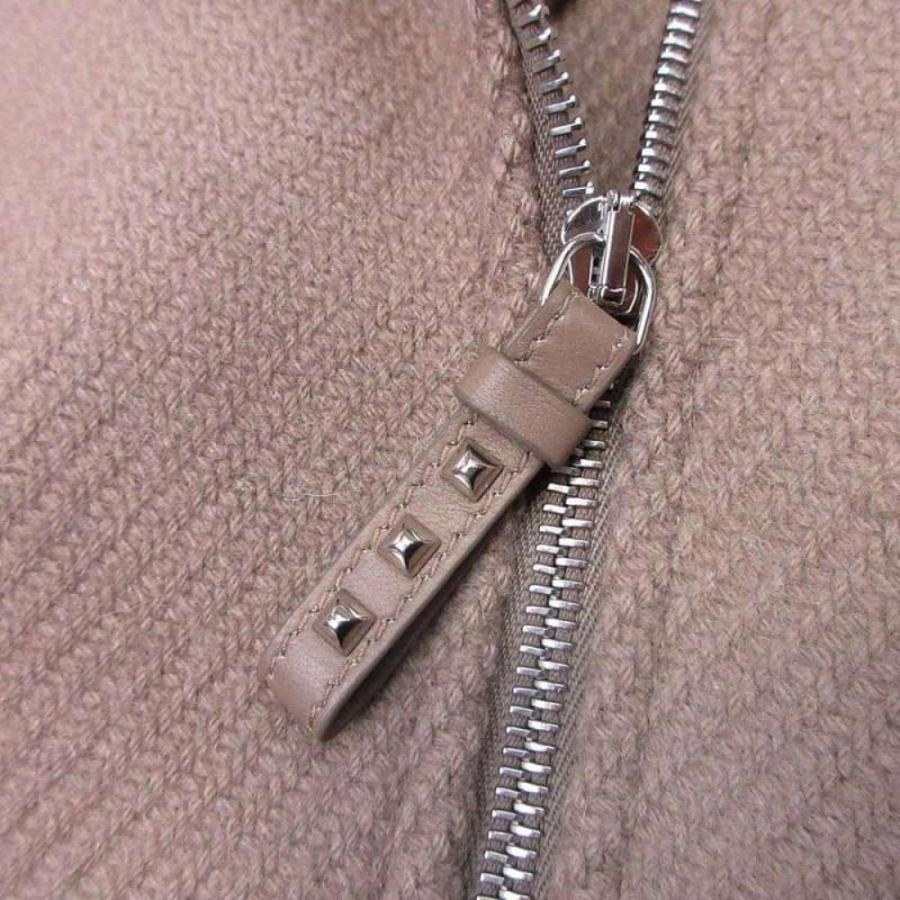未使用 HERMES エルメス 23aw カシミヤ100％ ダブルライダース ジャケット ブルゾン コート メドール金具 38 ベージュ レディース 古着 中古の画像