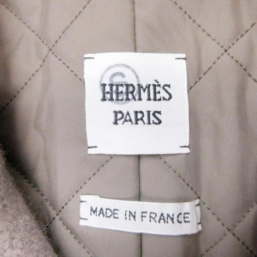 未使用 HERMES エルメス 23aw カシミヤ100％ ダブルライダース ジャケット ブルゾン コート メドール金具 38 ベージュ レディース 古着 中古の画像