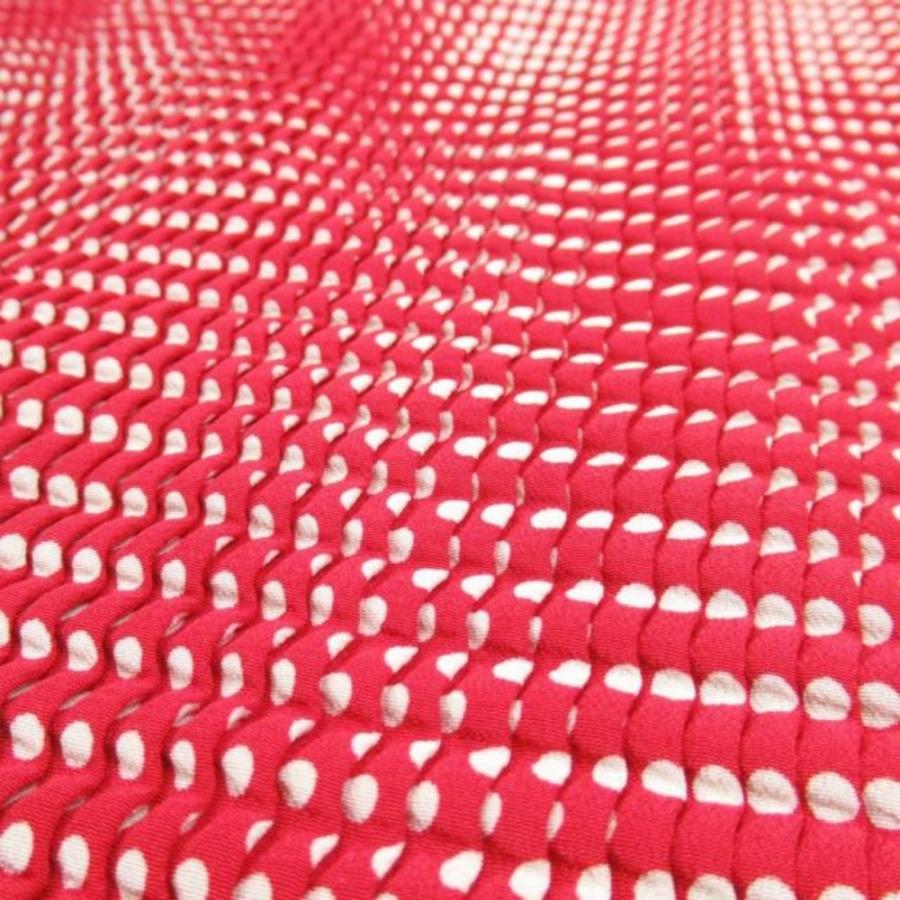 美品 ISSEY MIYAKE イッセイミヤケ 96ss ヴィンテージ ボックスプリーツ加工 ドット ワンピース ノースリーブ ドレス M 赤 白 レディース 古着 中古 | ISSEY MIYAKE | 02