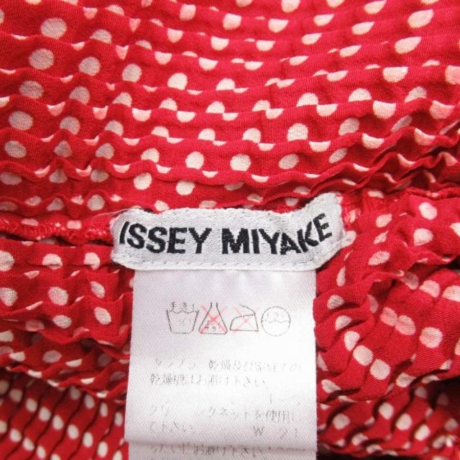 美品 ISSEY MIYAKE イッセイミヤケ 96ss ヴィンテージ ボックスプリーツ加工 ドット ワンピース ノースリーブ ドレス M 赤 白 レディース 古着 中古 | ISSEY MIYAKE | 05