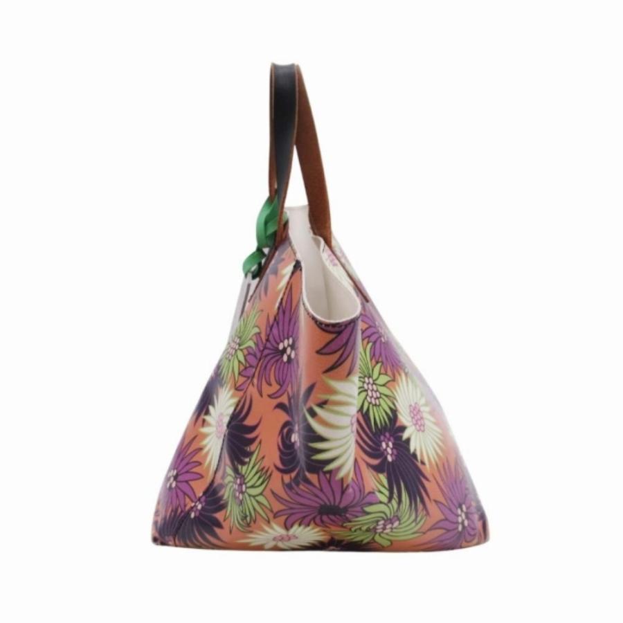 良品 MARNI MARKET マルニマーケット 18ss 花柄 PVC トート ハンドバッグ 舟型 カバン フラワーパターン 鞄 パープル マルチカラー レディース 古着 中古 | MARNI | 01
