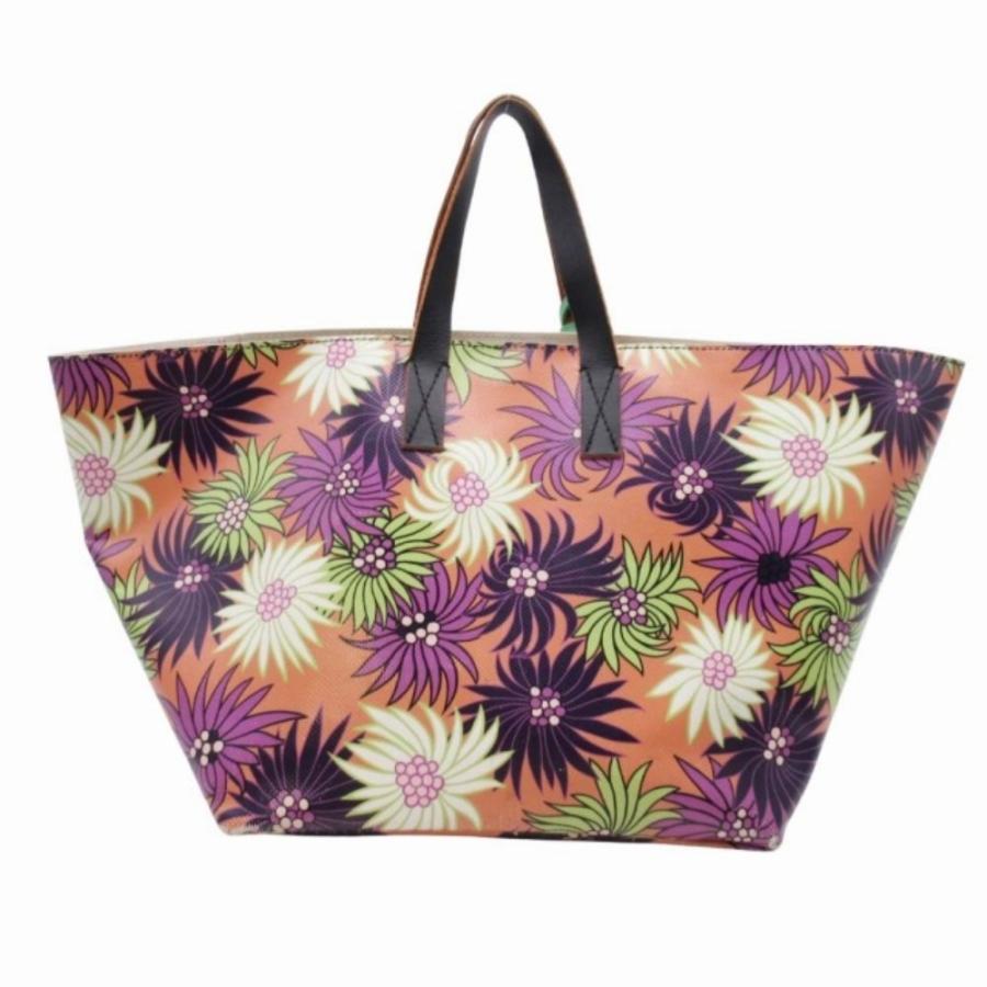 良品 MARNI MARKET マルニマーケット 18ss 花柄 PVC トート ハンドバッグ 舟型 カバン フラワーパターン 鞄 パープル マルチカラー レディース 古着 中古 | MARNI | 02