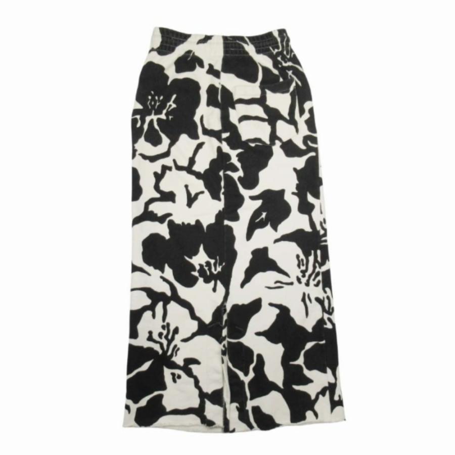 美品 DRIES VAN NOTEN ドリスヴァンノッテン フローラルパターン スウェット ロングスカート 裏毛 花柄 イージーウエスト S 白黒 レディース 古着 中古 | DRIES VAN NOTEN | 01