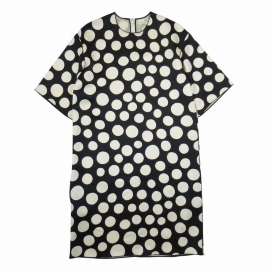 美品 CELINE セリーヌ 13ss フィービー期 ドット ワンピース ハーフスリーブ ドレス 34 黒 ブラック アイボリー レディース 古着 中古 | CELINE
