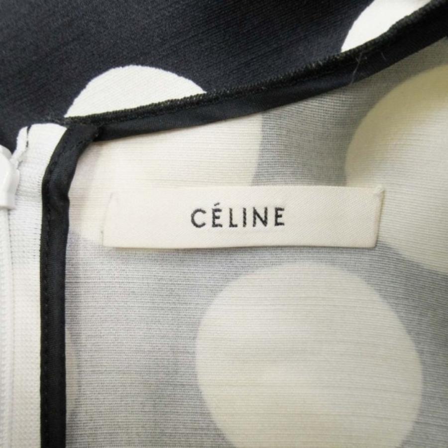 美品 CELINE セリーヌ 13ss フィービー期 ドット ワンピース ハーフスリーブ ドレス 34 黒 ブラック アイボリー レディース 古着 中古 | CELINE | 05