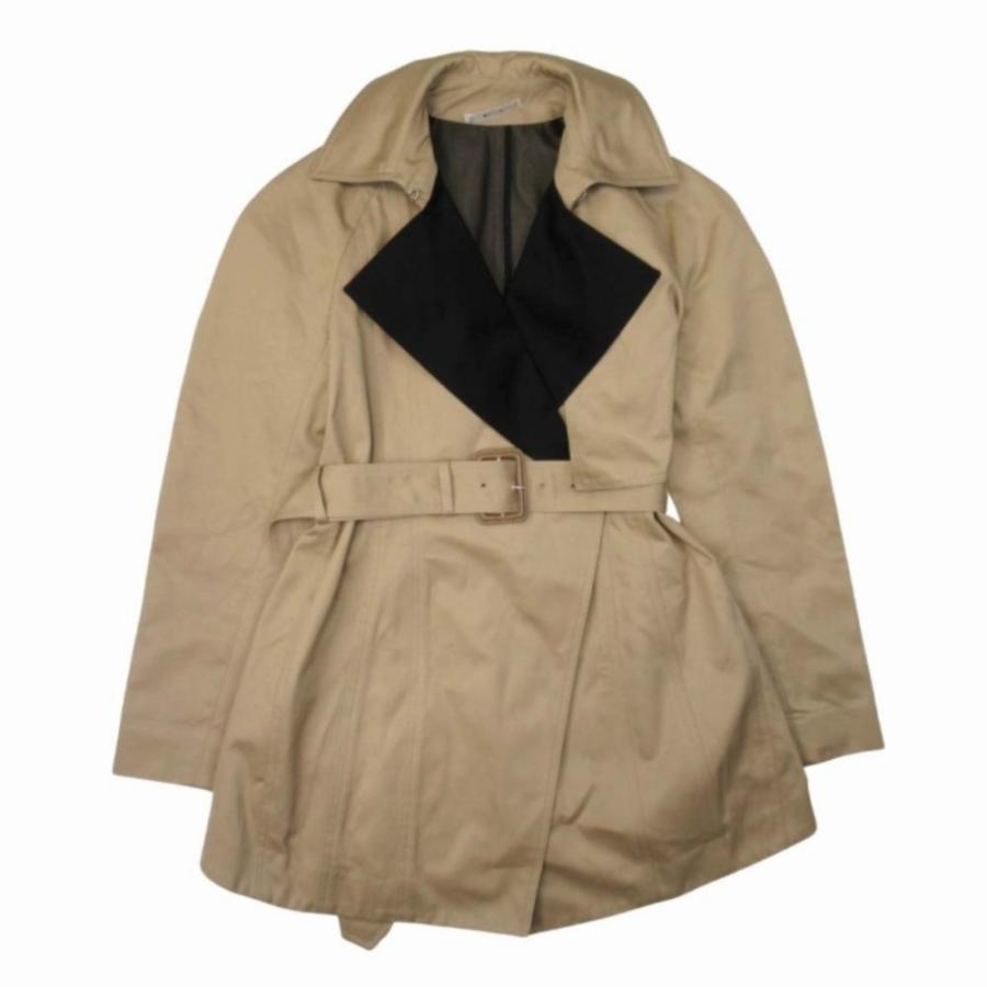 美品 CELINE セリーヌ フィービー期 バイカラー トレンチコート コットンギャバジン ボタンレス アウター 34 ベージュ 黒 ブラック レディース 古着 中古 | CELINE | 04