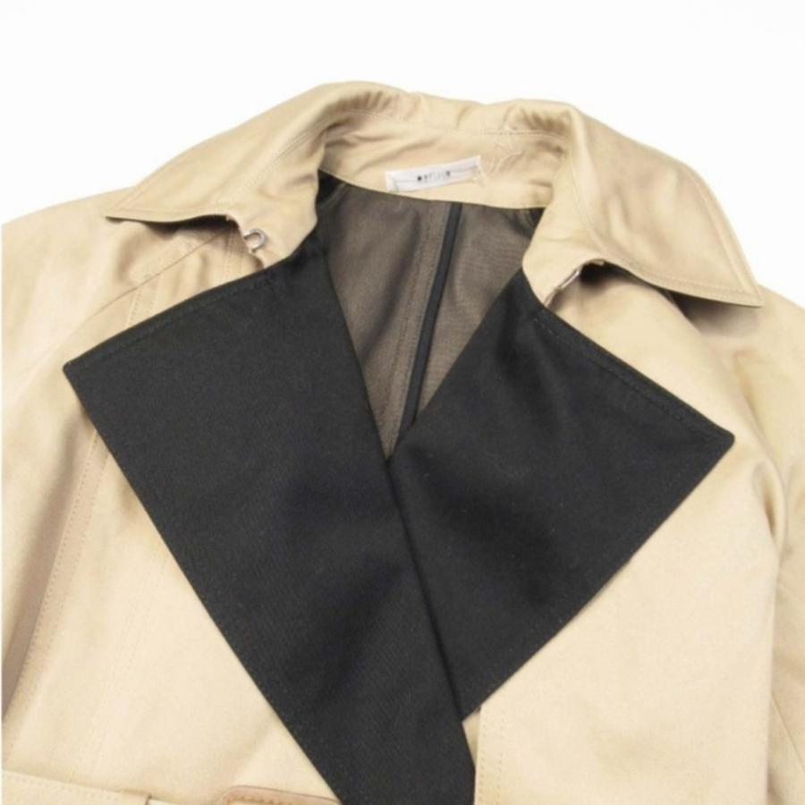美品 CELINE セリーヌ フィービー期 バイカラー トレンチコート コットンギャバジン ボタンレス アウター 34 ベージュ 黒 ブラック レディース 古着 中古 | CELINE | 06