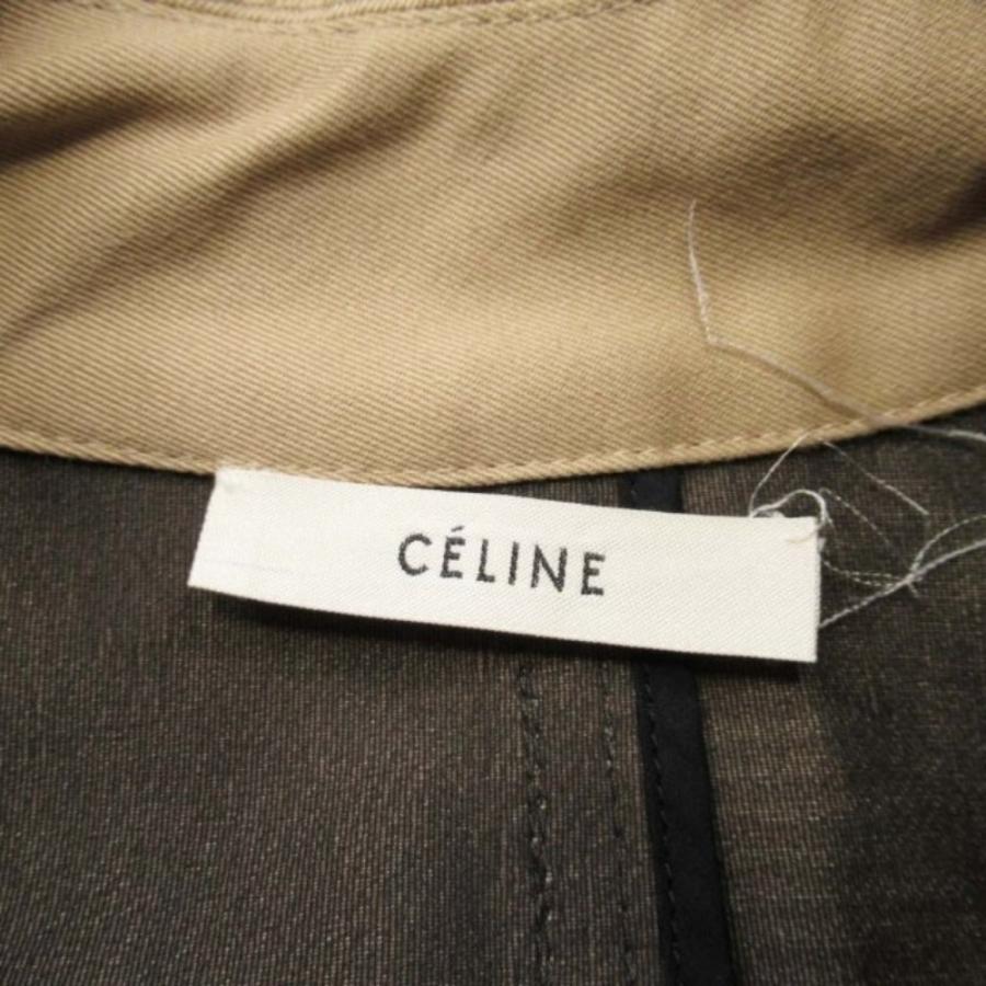 美品 CELINE セリーヌ フィービー期 バイカラー トレンチコート コットンギャバジン ボタンレス アウター 34 ベージュ 黒 ブラック レディース 古着 中古 | CELINE | 08