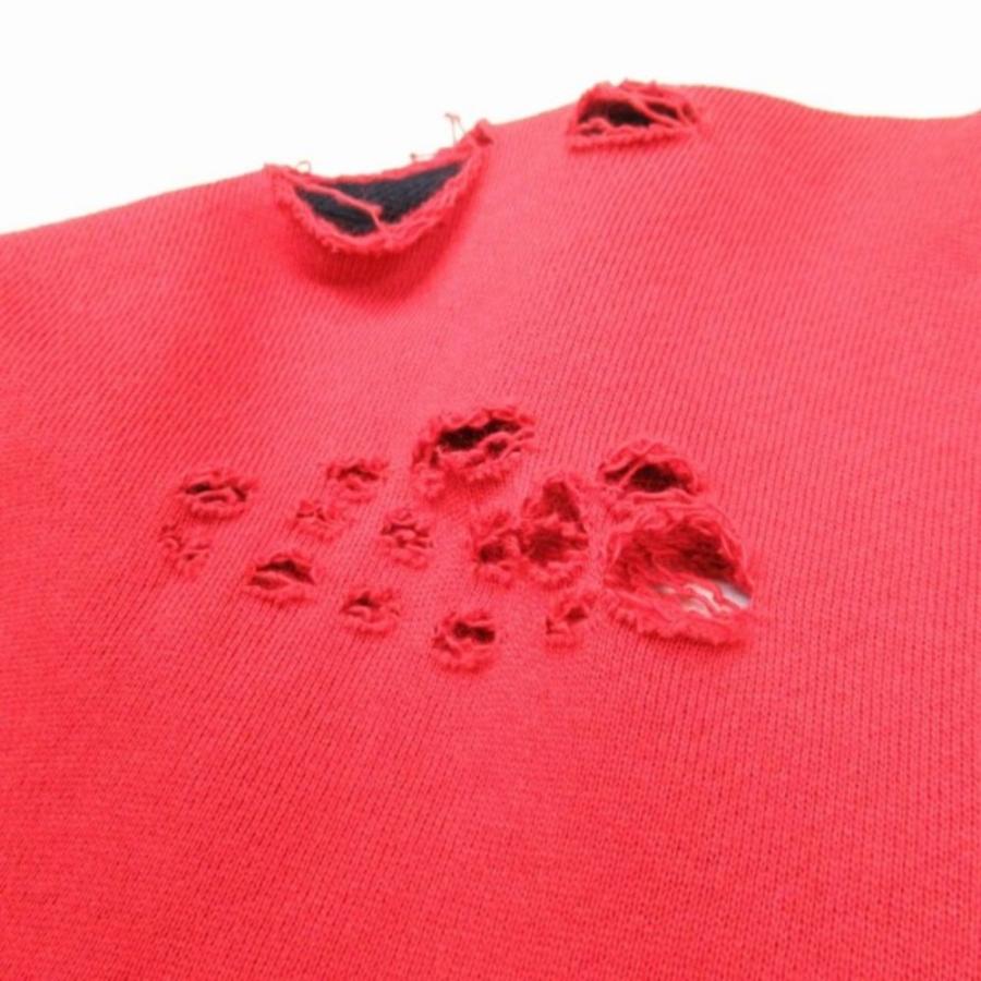 美品 AMIRI アミリ 18ss アリゲーター ショットガン ダメージ加工 スウェット 裏毛 トレーナー トップス M 赤 メンズ 古着 中古 USED AMIRI（アミリ） 美品 18ss アリゲーター ショットガン ダメージ加工