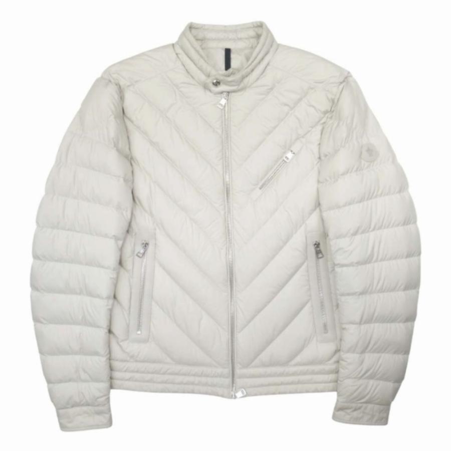美品 MONCLER モンクレール 23aw TAJUNA GIUBBOTTO ダウンジャケット ライダース風 ブルゾン レザートリム 1 アイボリー メンズ 古着 中古 | MONCLER