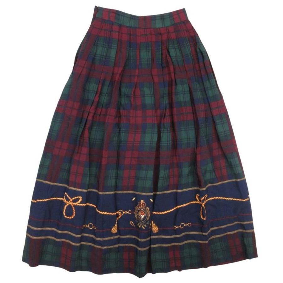 美品 RALPH LAUREN ラルフローレン タータンチェック プリーツスカート スカーフ柄 タック ロングスカート 7 マルチカラー レディース 古着 中古 |  | 01