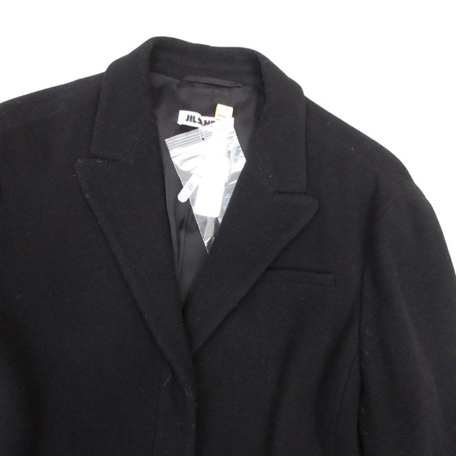 JIL SANDER ジルサンダー メルトンウール チェスターコート ロングコート ジャケット アウター 38 黒 ブラック レディース 古着 中古 | JIL SANDER | 02