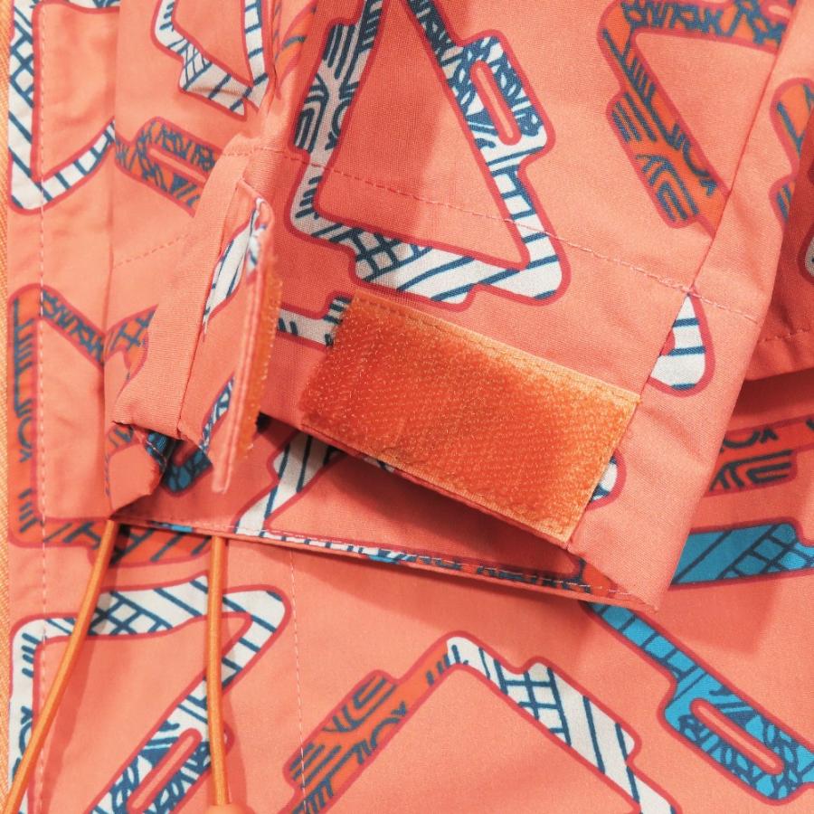 未使用 HERMES エルメス Tatersales Long Beach テイターセールズ ロングビーチ ウィンドブレーカー ロングコート 総柄 34 オレンジ レディース 古着 中古_4