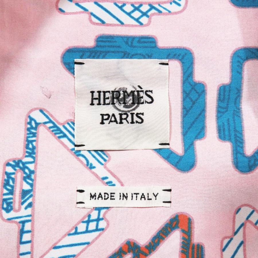 未使用 HERMES エルメス Tatersales Long Beach テイターセールズ ロングビーチ ウィンドブレーカー ロングコート 総柄 34 オレンジ レディース 古着 中古_5