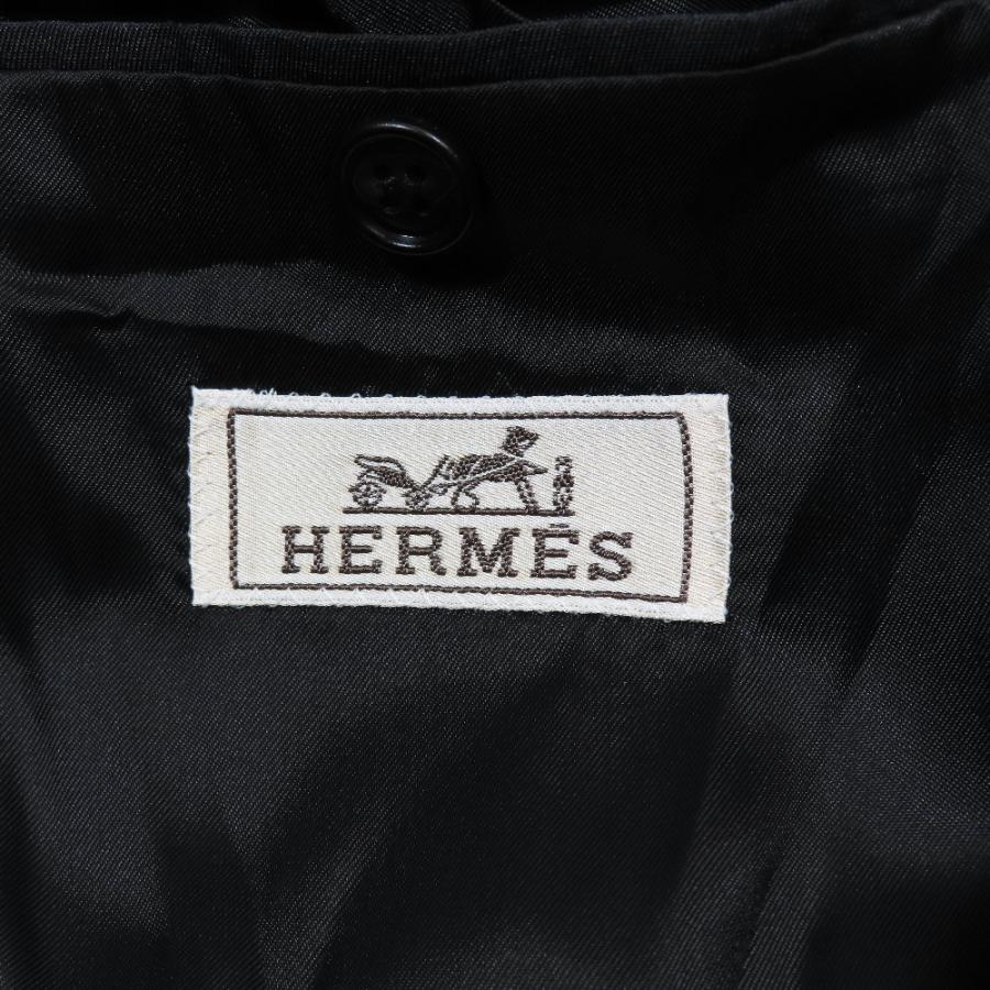 未使用 HERMES エルメス チェック柄 ナイロンブレンド ウール テーラードジャケット ブレザー 3B 総裏地 スーツ 46 ブラック グリーン メンズ 古着 中古 | HERMES | 05