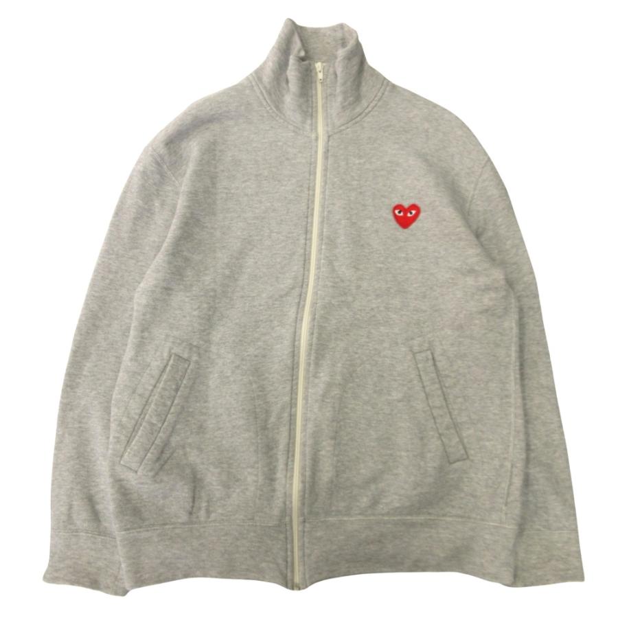 良品 PLAY COMME des GARCONS プレイコムデギャルソン スウェット ジャケット ブルゾン ハートロゴ 刺繍 プリント XL グレー メンズ 古着 中古 | PLAY COMME des GARCONS