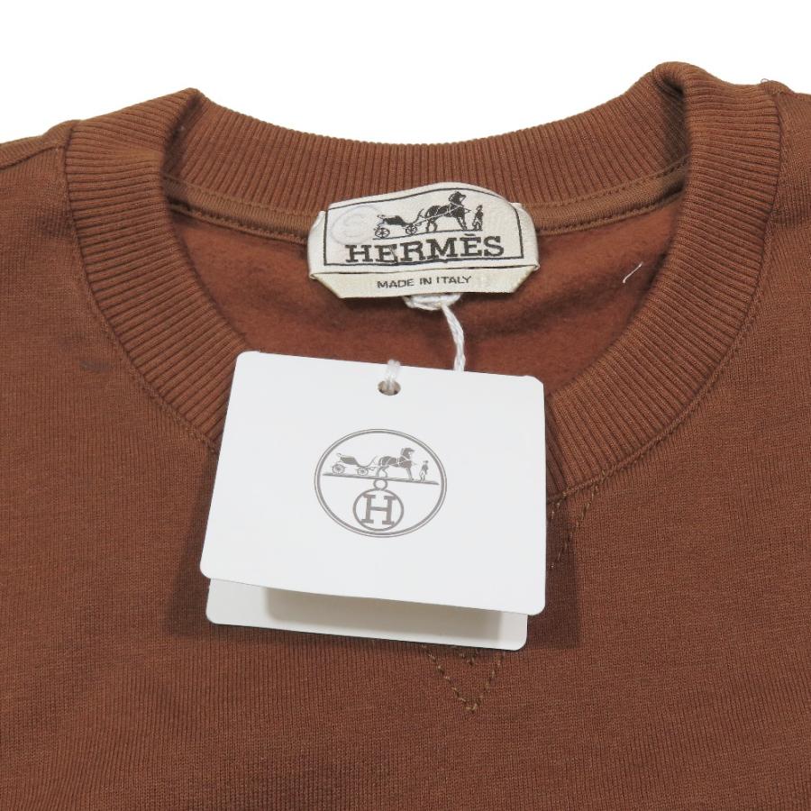 未使用 HERMES エルメス スウェット トレーナー 長袖 クルーネック カンガルーポケット 裏起毛 カットソー S ブラウン メンズ 古着 中古 | HERMES | 07