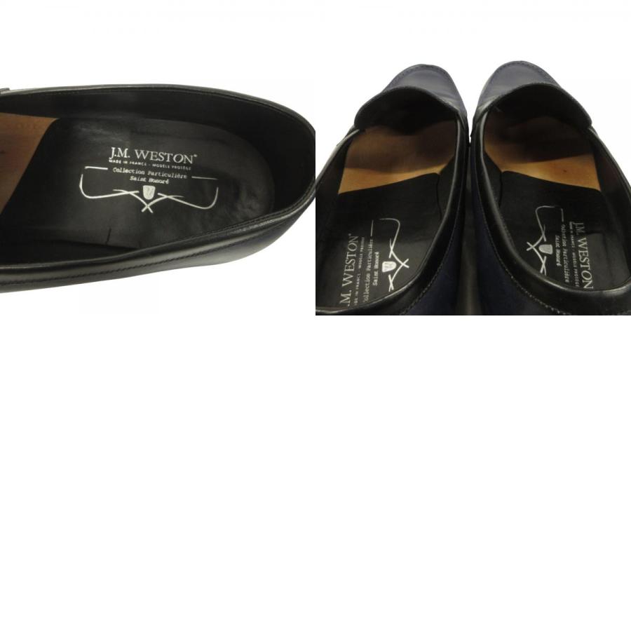 良品 J.M WESTON ジェイエムウエストン #180 シグニチャー ローファー ドレス シューズ 革靴 バイカラー 9E 28cm ネイビー ブラック メンズ 古着 中古 |  | 09