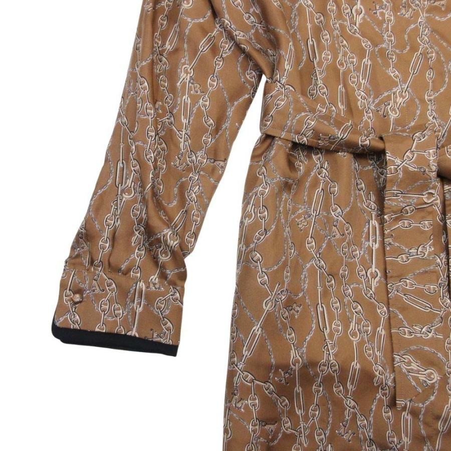 美品 Max Mara マックスマーラ 白タグ シルクツイル シャツワンピース ドレス 総柄 長袖 ミモレ丈 42 茶 ブラウン レディース 古着 中古 | Max Mara | 03