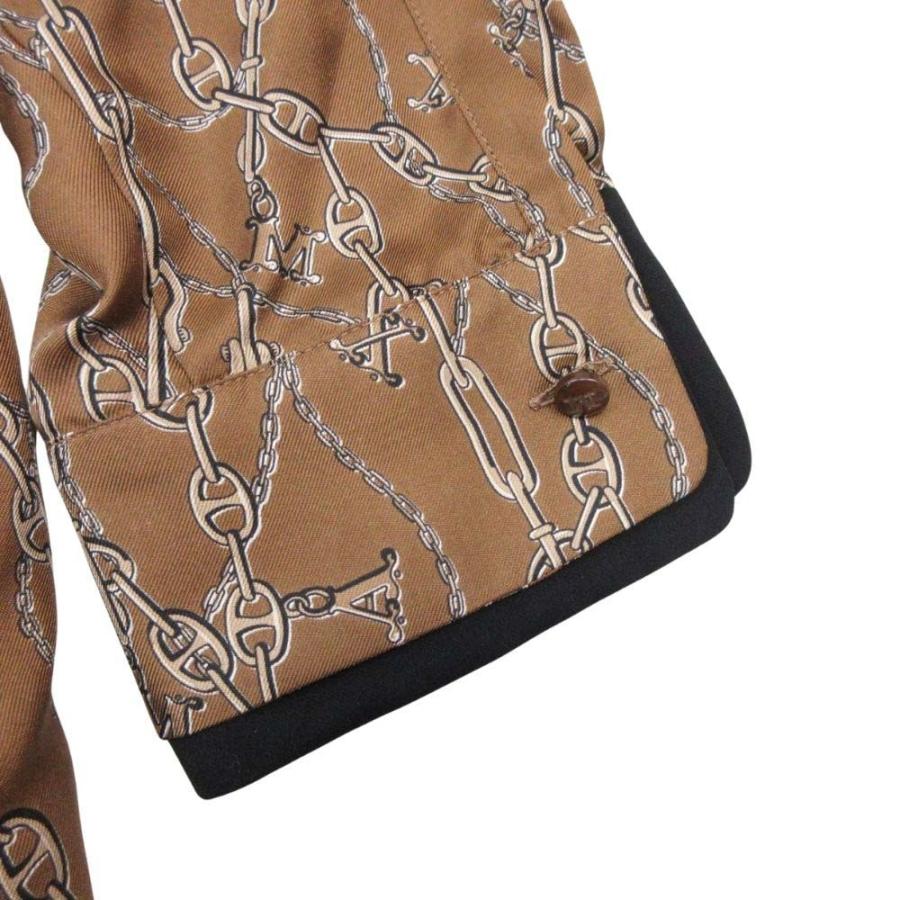 美品 Max Mara マックスマーラ 白タグ シルクツイル シャツワンピース ドレス 総柄 長袖 ミモレ丈 42 茶 ブラウン レディース 古着 中古 | Max Mara | 04