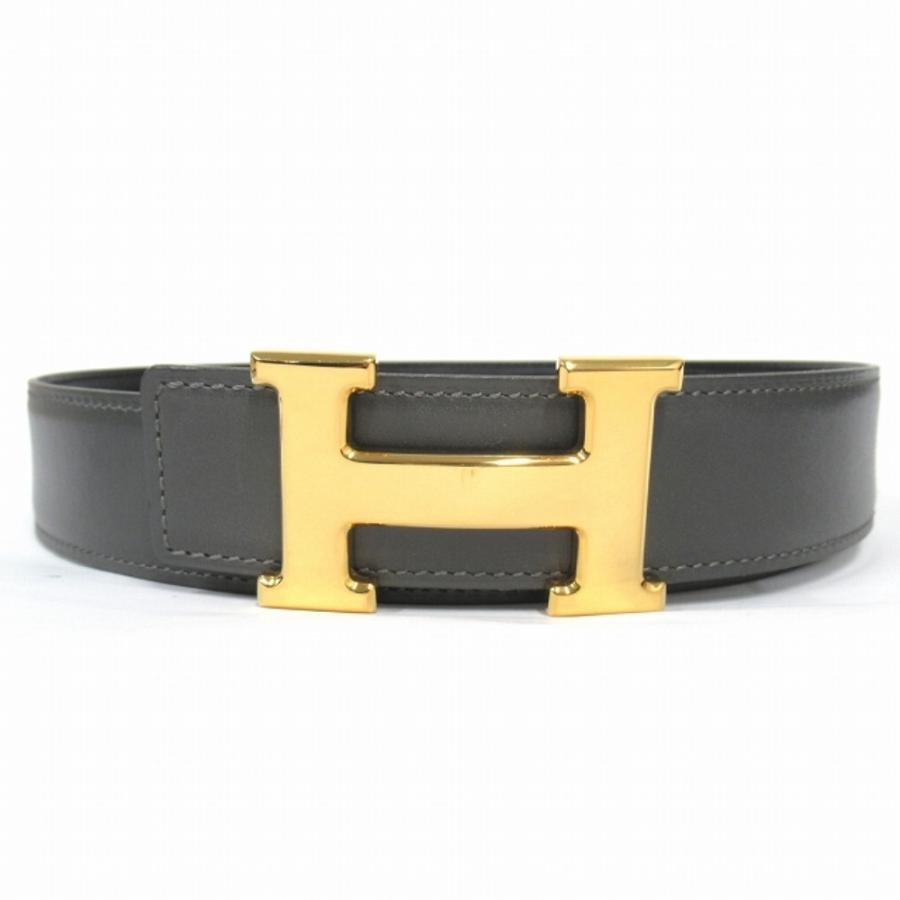 美品 HERMES エルメス Hバックル リバーシブル ベルト レザー コンスタンス ゴールド金具 ヴィンテージ 70cm グレー/ブラック メンズ 古着 中古 | HERMES