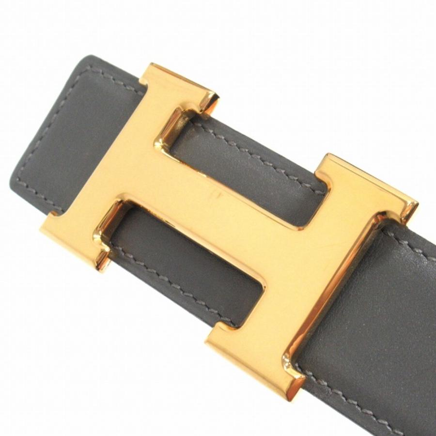 美品 HERMES エルメス Hバックル リバーシブル ベルト レザー コンスタンス ゴールド金具 ヴィンテージ 70cm グレー/ブラック メンズ 古着 中古 | HERMES | 06