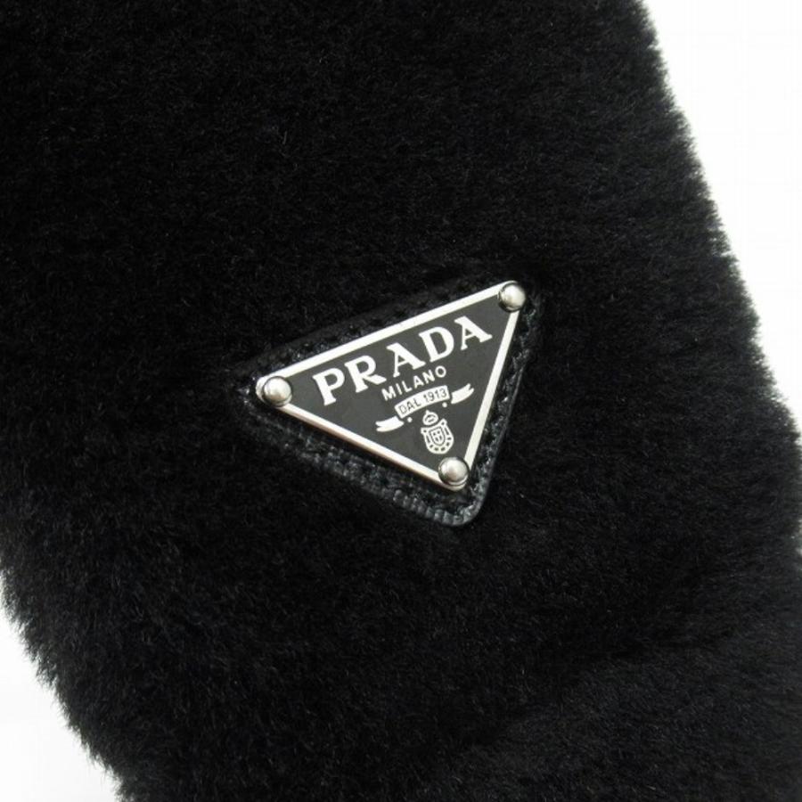 美品 PRADA プラダ ファー ヘッドバンド ヘアバンド カチューシャ ヘアアクセサリー トライアングルロゴ 近年モデル 1IH031 ブラック レディース 古着 中古 | PRADA | 03