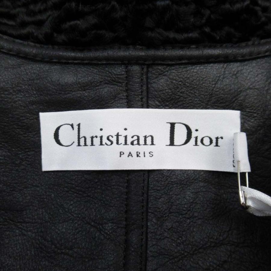 未使用 Christian Dior クリスチャンディオール カラクルラム ファー チェスターコート 毛皮 ラムレザー ジャケット 34 黒 ブラック レディース 古着 中古_7
