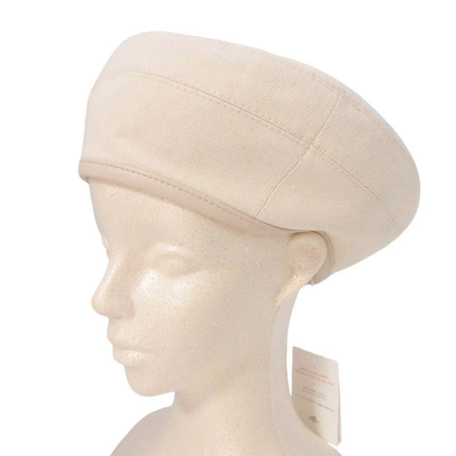 未使用 HERMES エルメス Gabrielle beret ガブリエル ベレー デニム レザートリム セリエボタン 帽子 57cm アイボリー メンズ レディース 古着 中古 | HERMES | 07