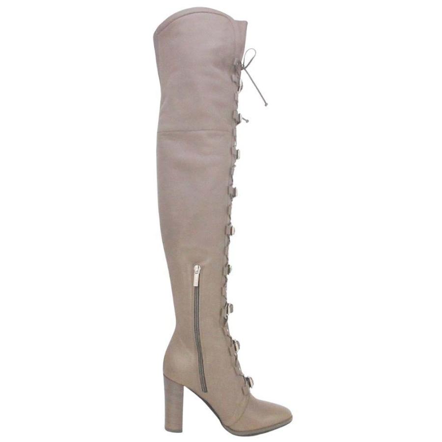 未使用 JIMMY CHOO ジミーチュウ Maloy 95 レースアップ ニーハイブーツ アーモンドトゥ レザー ロングブーツ 34.5/21.5 グレージュ レディース 古着 中古 | JIMMY CHOO | 01