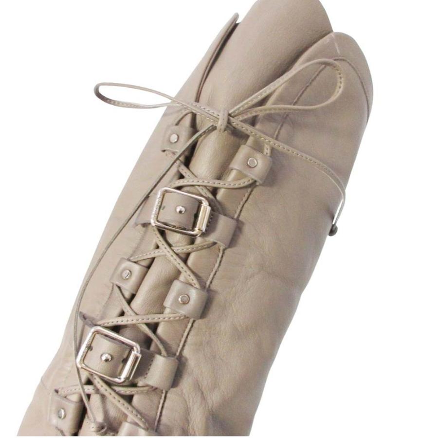 未使用 JIMMY CHOO ジミーチュウ Maloy 95 レースアップ ニーハイブーツ アーモンドトゥ レザー ロングブーツ 34.5/21.5 グレージュ レディース 古着 中古 | JIMMY CHOO | 05
