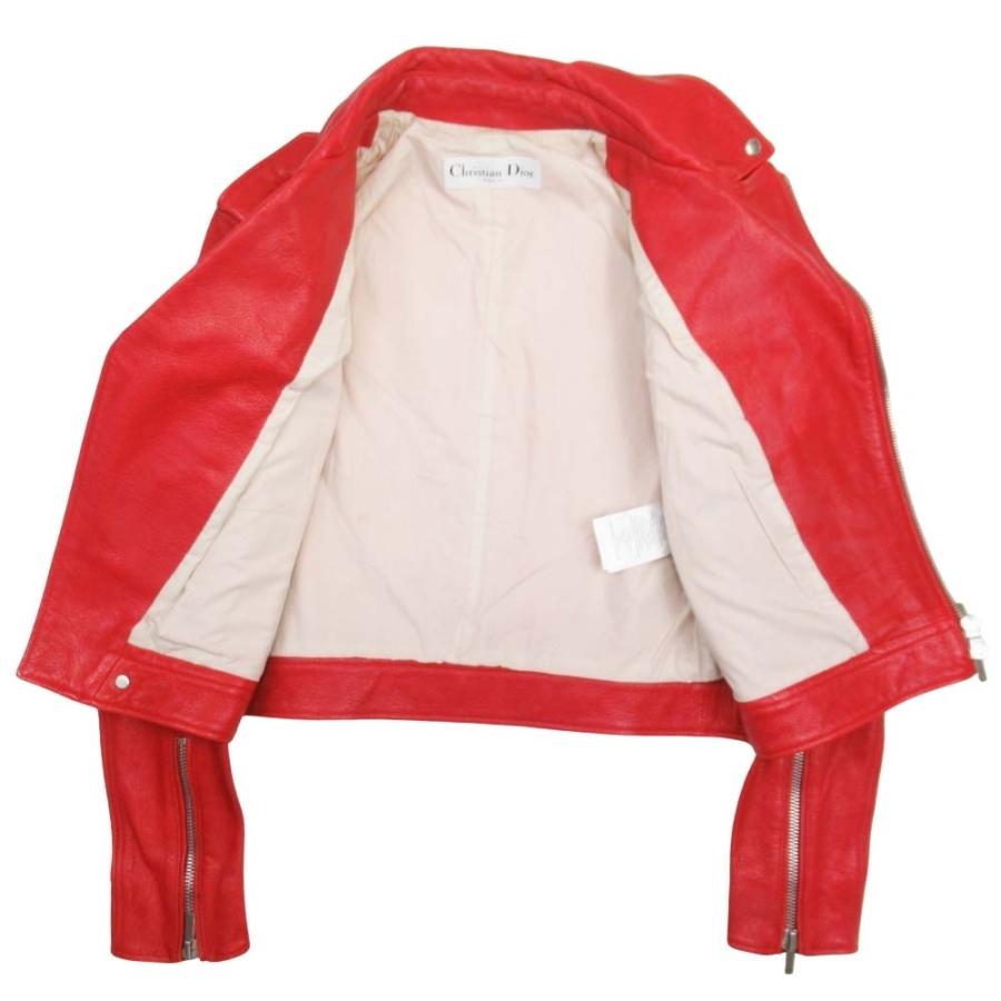 美品 Christian Dior クリスチャンディオール 17aw ゴートスキン ダブルライダース バイカージャケット やぎ革 アウター 36 赤 レディース 古着 中古 | Christian Dior | 02