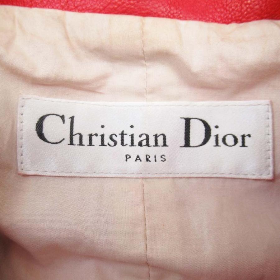 美品 Christian Dior クリスチャンディオール 17aw ゴートスキン ダブルライダース バイカージャケット やぎ革 アウター 36 赤 レディース 古着 中古 | Christian Dior | 06