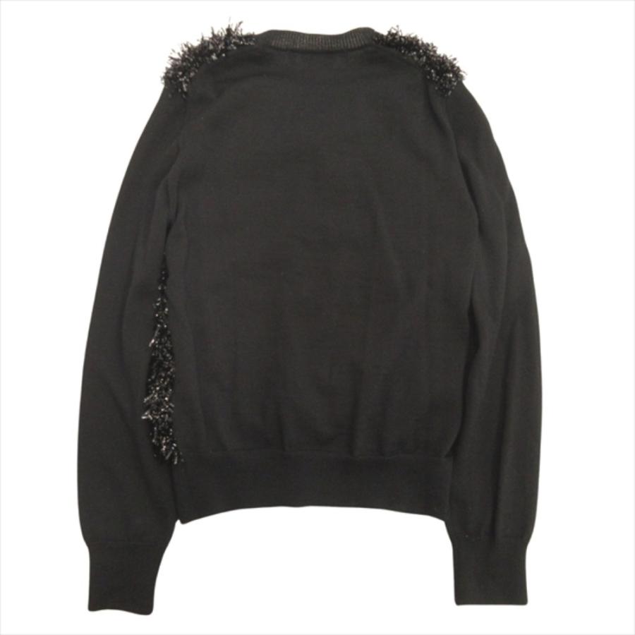 美品 COMME des GARCONS コムデギャルソン 18aw ナイロンファー カーディガン ニット セーター ウール クルーネック XS 黒 ブラック レディース 古着 中古 | COMME des GARCONS | 01