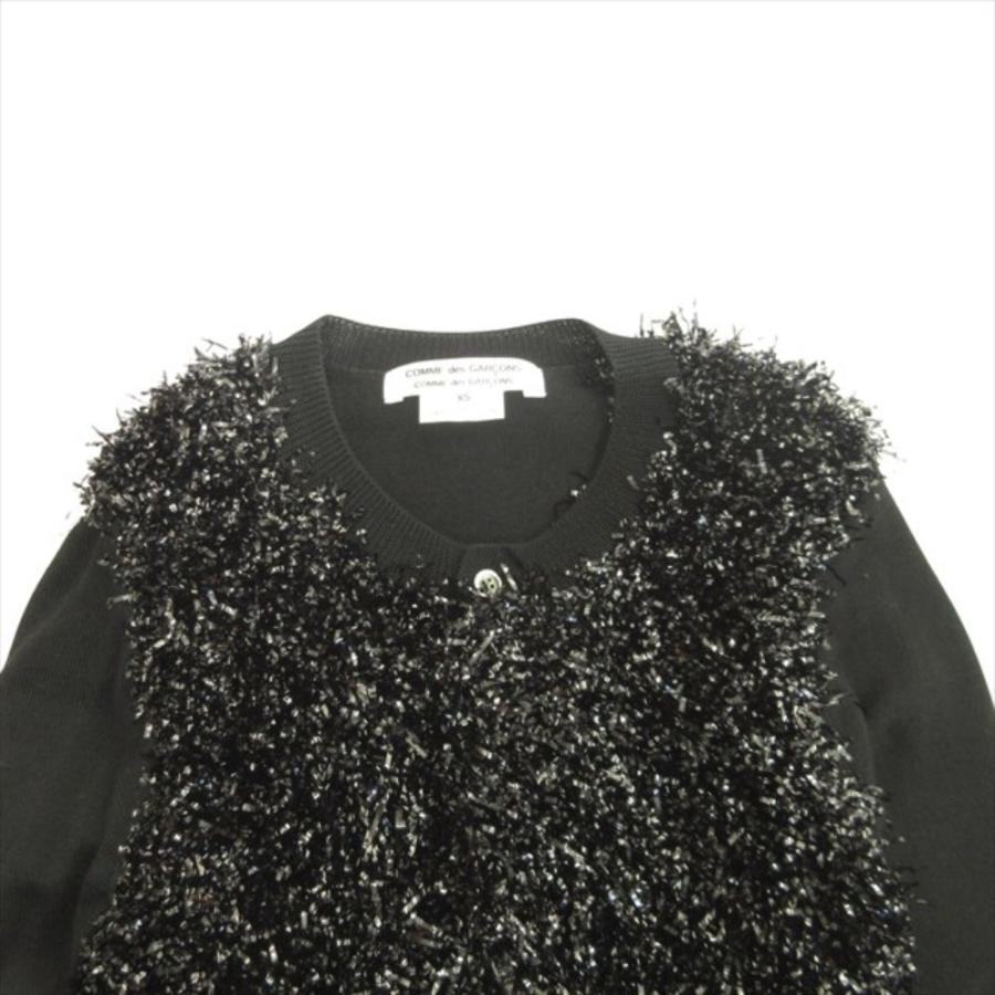 美品 COMME des GARCONS コムデギャルソン 18aw ナイロンファー カーディガン ニット セーター ウール クルーネック XS 黒 ブラック レディース 古着 中古 | COMME des GARCONS | 02