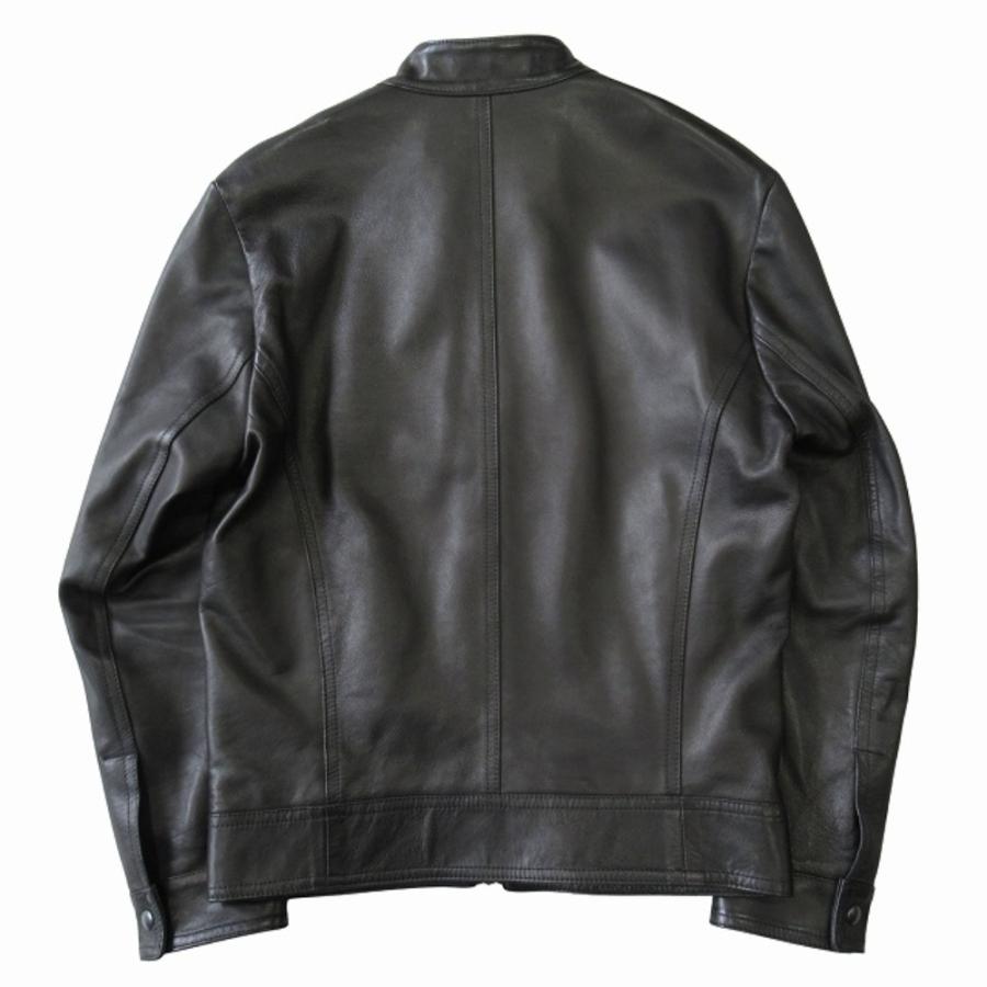 美品 EMMETI エンメティ JURI ユリ ラムスキン レザー シングル ライダース ジャケット ブルゾン 革ジャン サイズ42 ブラック メンズ 古着 中古 | EMMETI | 01