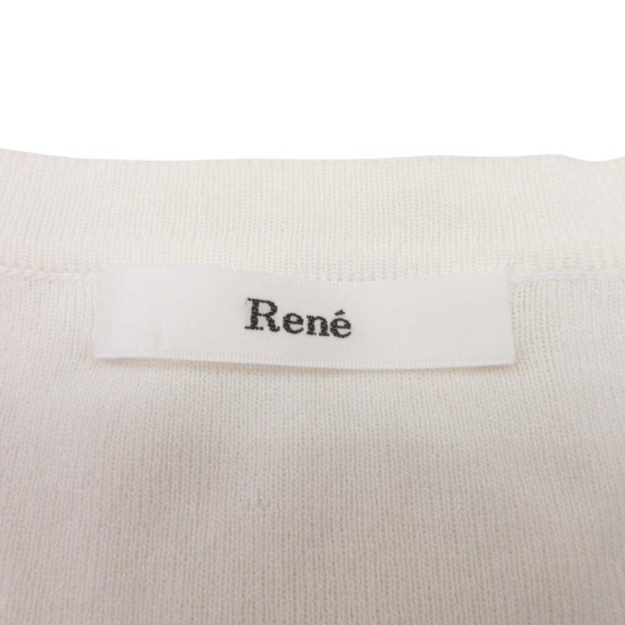 良品 Rene ルネ ニット ボレロ カーディガン 羽織 クロップド ショート ボタンレス 七分袖 34 アイボリー オフホワイト 白 レディース 古着 中古 | Rene | 03