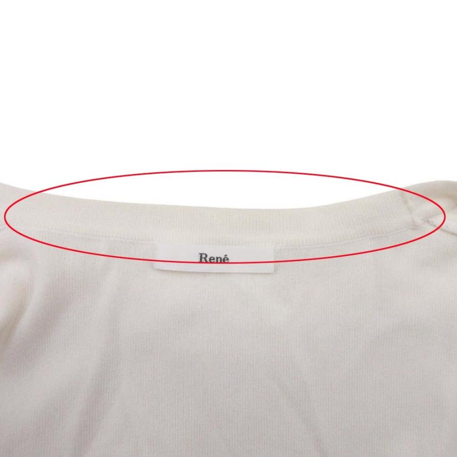 良品 Rene ルネ ニット ボレロ カーディガン 羽織 クロップド ショート ボタンレス 七分袖 34 アイボリー オフホワイト 白 レディース 古着 中古 | Rene | 08