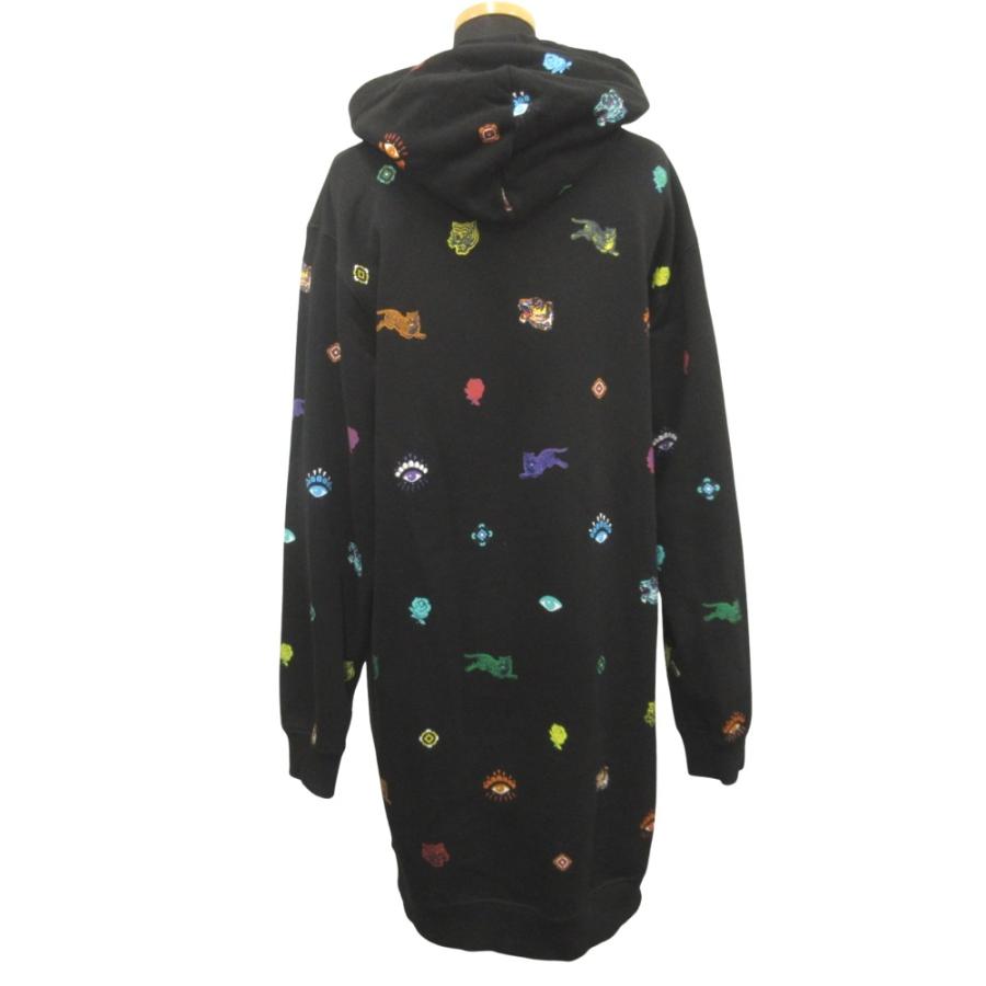 良品 KENZO ケンゾー Tiger Eye タイガー アイ フーディ ロング パーカー ワンピース スウェット NIGO ニゴー M 黒 ブラック レディース 古着 中古 | KENZO | 02