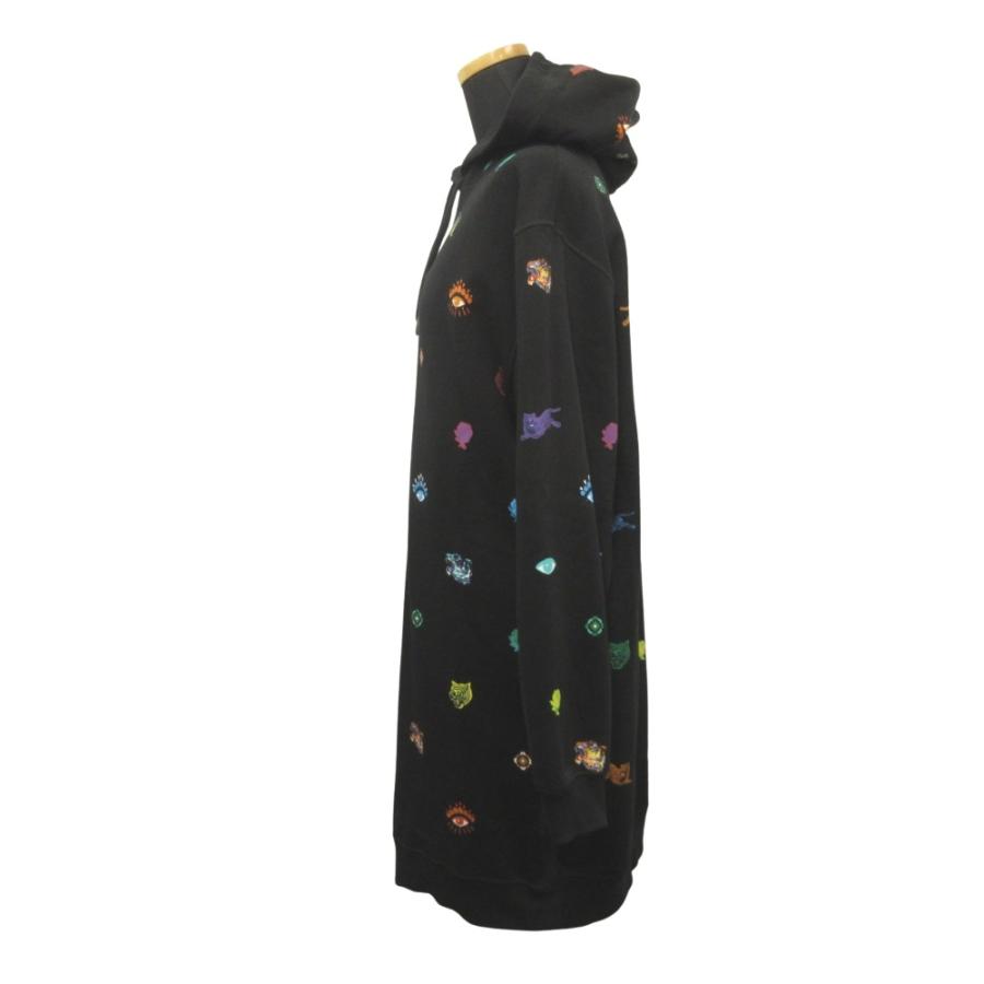 良品 KENZO ケンゾー Tiger Eye タイガー アイ フーディ ロング パーカー ワンピース スウェット NIGO ニゴー M 黒 ブラック レディース 古着 中古 | KENZO | 03