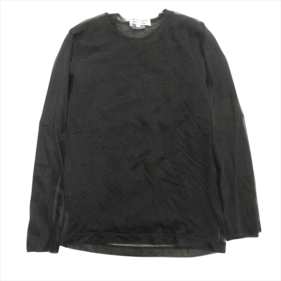 良品 COMME des GARCONS コムデギャルソン フリル シアー レイヤード ロング カットソー Tシャツ 長袖 シースルー XS 黒 ブラック レディース 古着 中古 | COMME des GARCONS | 01