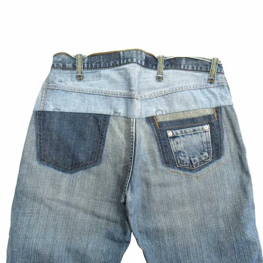 美品 masao shimizu マサオシミズ ヴィンテージ 再構築 リメイク デニム パンツ ドッキング 切替 スイッチング 2 インディゴブルー 青 メンズ 古着 中古 USED 美品 masao shimizu マサオシミズ ヴィンテージ 再構築 リメイク